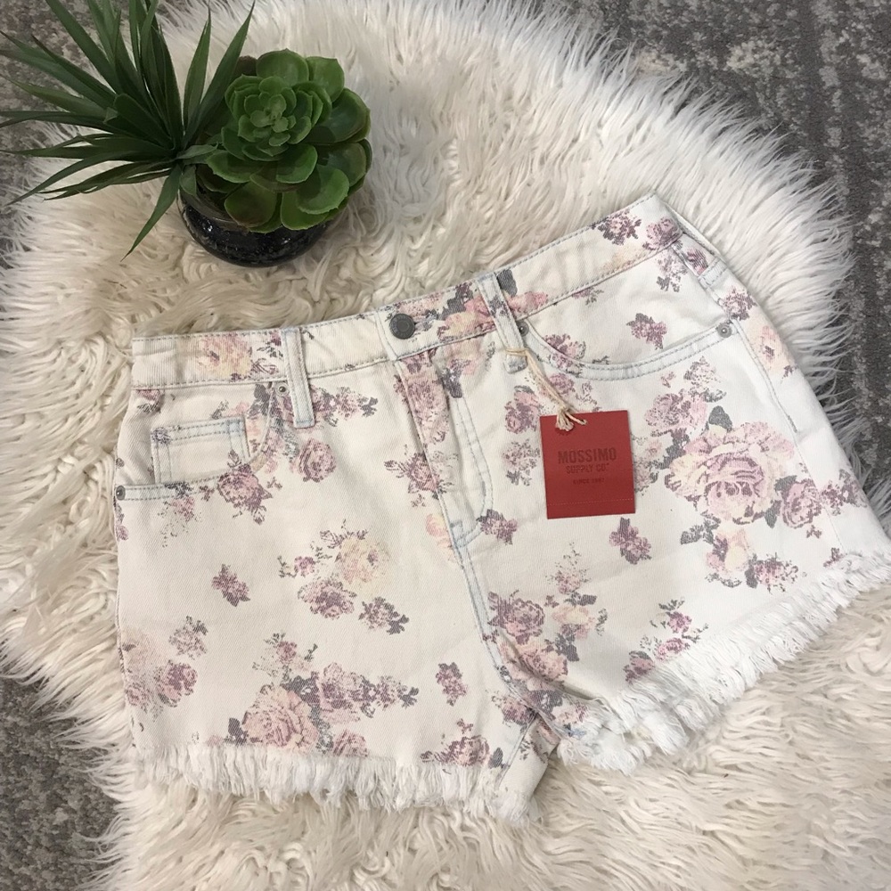 Mossimo Floral High Rise Cut Off Jean Shor… - Picture 2 of 5